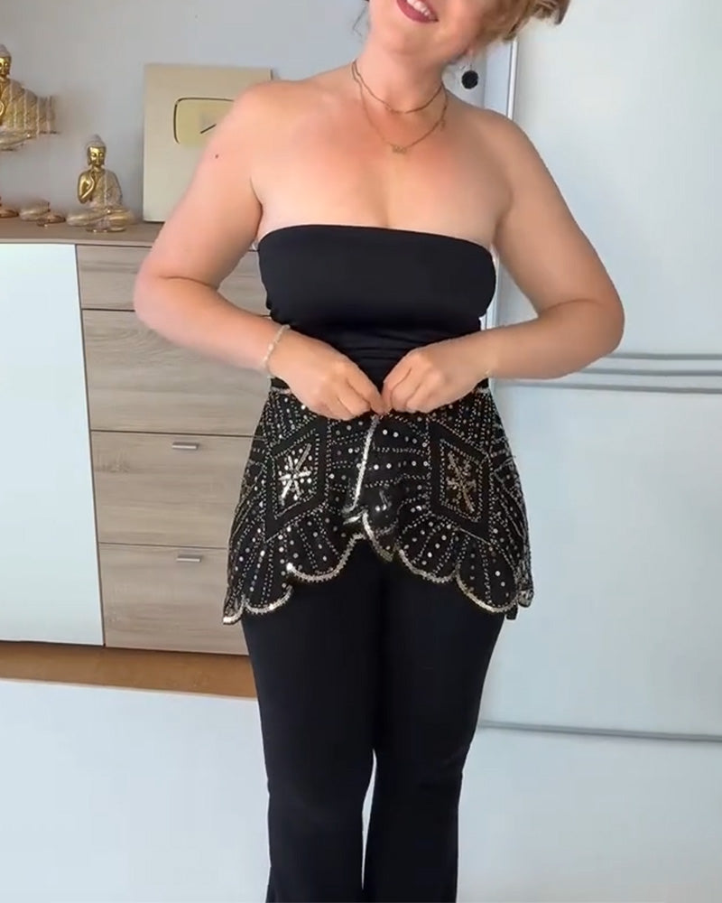 Sjal Vintage Spets med Pärlor