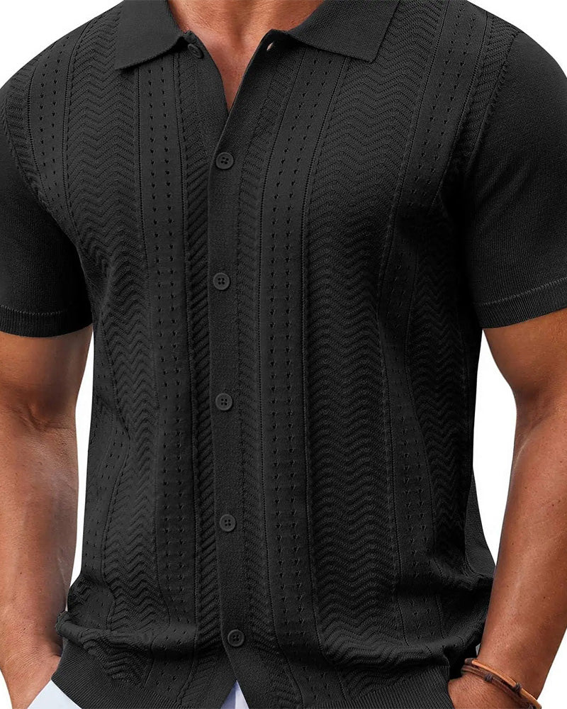Shirts Genombruten Stickning Knapp