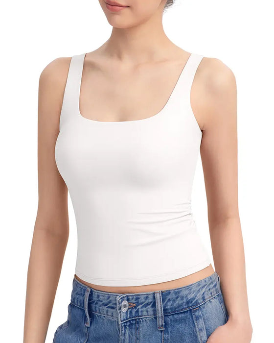 Linne A Enfärgad Fyrkantig Hals