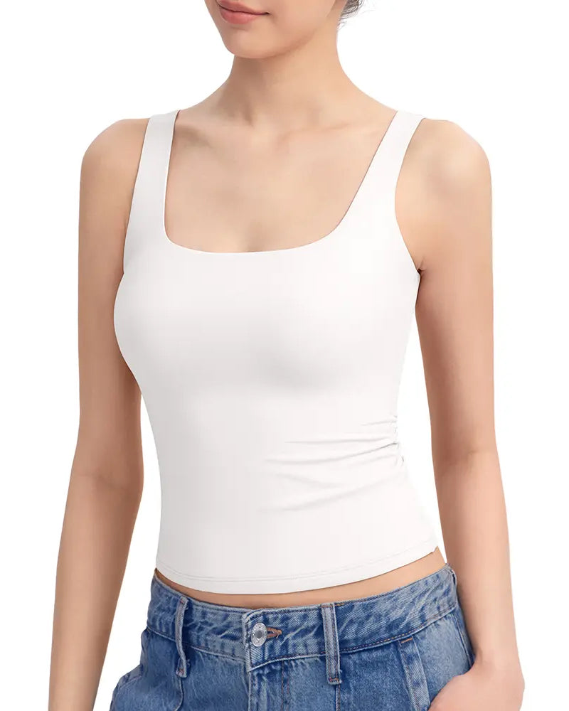 Linne A Enfärgad Fyrkantig Hals