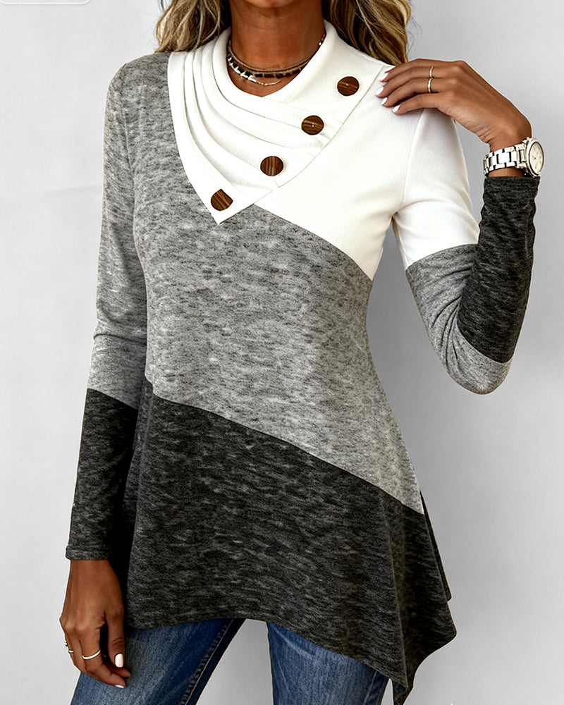 Modig Topp Med Kontrastfärg Och Lapptäcktsdetaljer