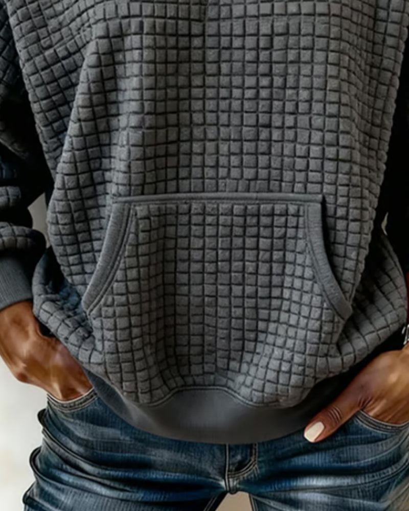 Casual Sweatshirt Med Långa Ärmar Och Ficka