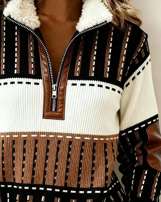 Mode-Retro Sweatshirt Med Halvblås