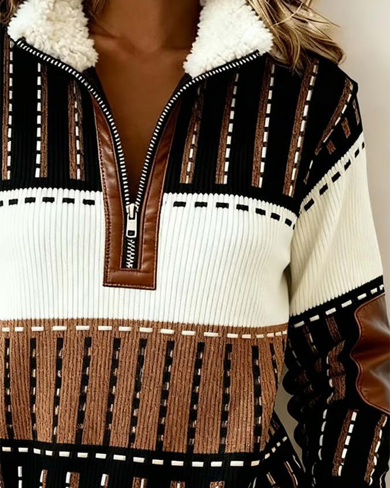 Mode-Retro Sweatshirt Med Halvblås