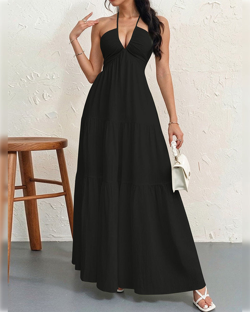 Klänning Mode Solid Halter