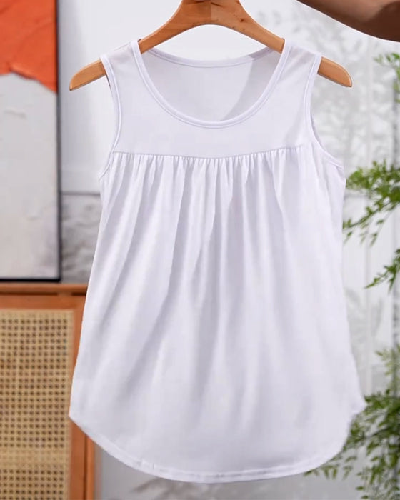 Tredelad set Ärmlös Plisserad Löst sittande väst