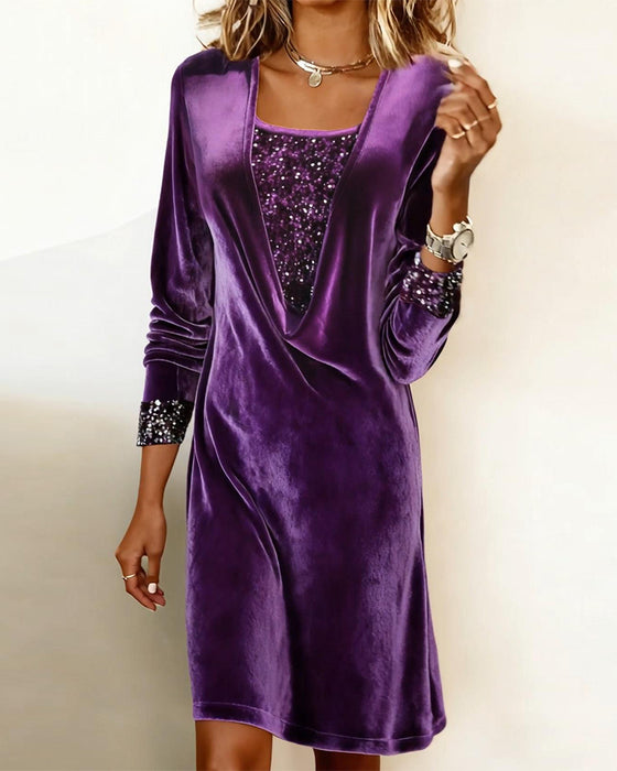 Klänning Elegant Paljett Lapptäcke