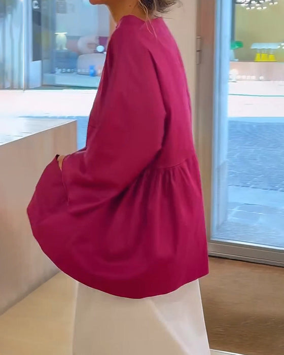 Enfärgad Långärmad Blus