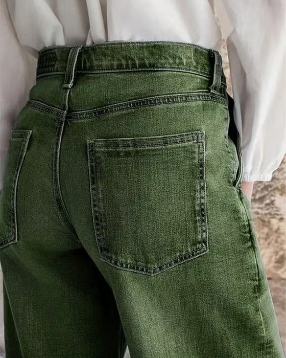 Jeans Multi-Knapp Tvättad Lös