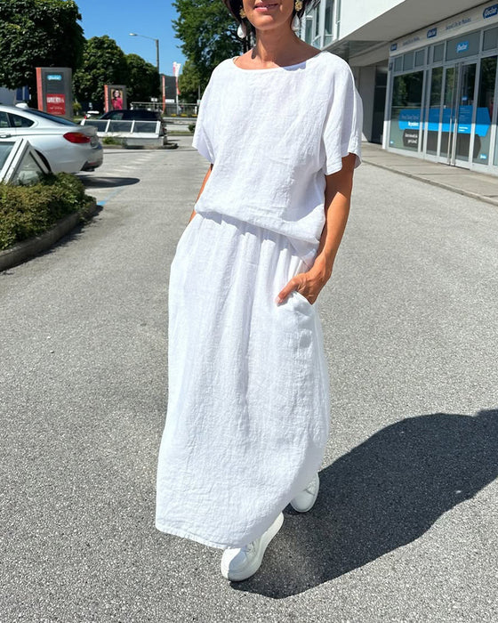 Set Enfärgad Bomull Och Linne Casual