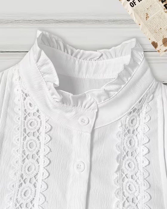 Blus Med Stilfull Volangkrage