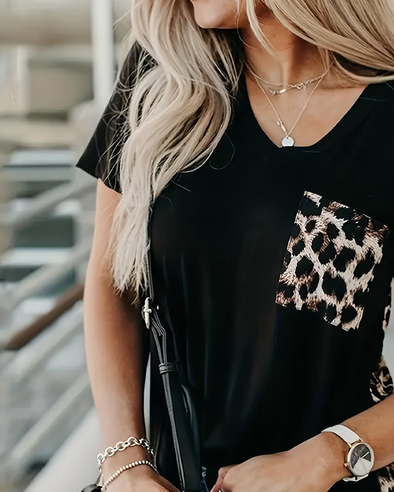 T-Shirt Leopard Tryck Kortärmad