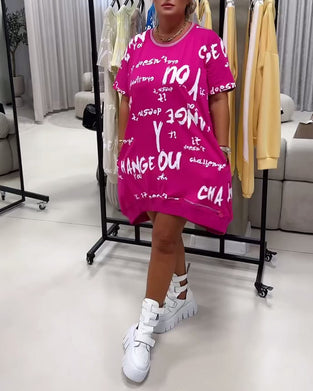 Klänning Löst Bokstavstryck