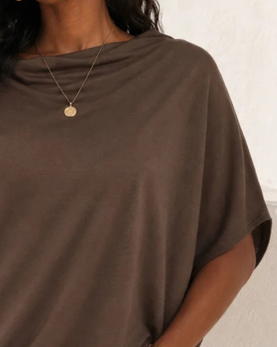 Blus Draperad Krage Enfärgad