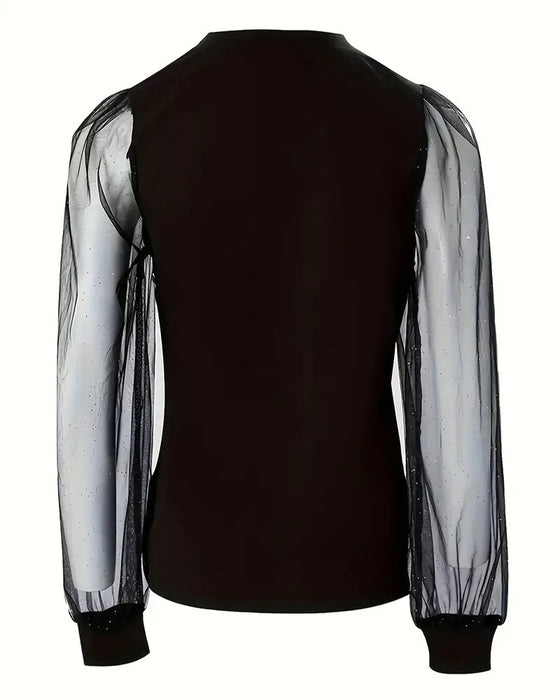 T-shirt trendig långärmad med oregelbundna knappar