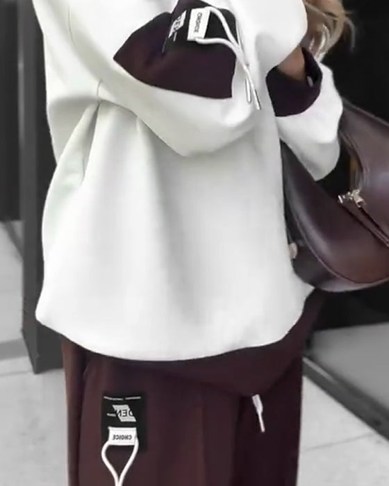 Färgblock Tröja Och Joggerbyxor Set