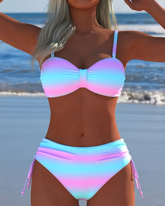 Bikini Ombre Knytning Hög Midja