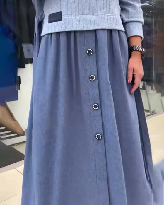 Klänning Casual Färgblocker Rundringning