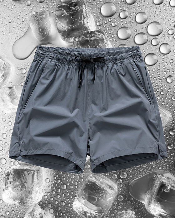 Shorts Män Elastisk Midja Ficka Snabbtorkande Is-Silke Sport