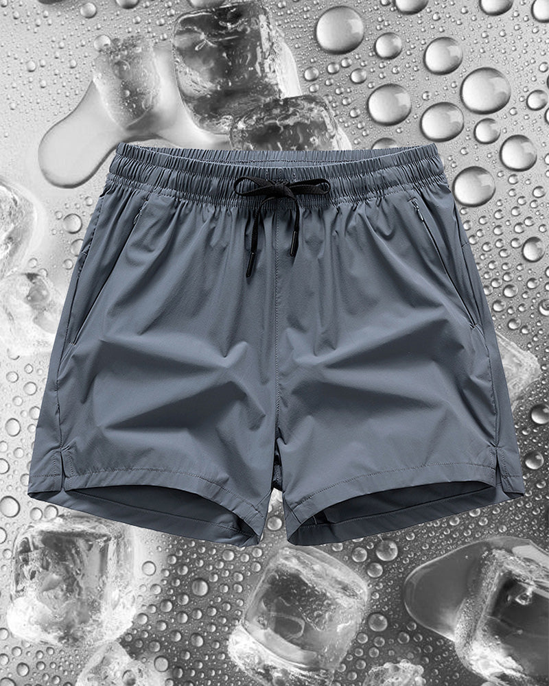 Shorts Män Elastisk Midja Ficka Snabbtorkande Is-Silke Sport