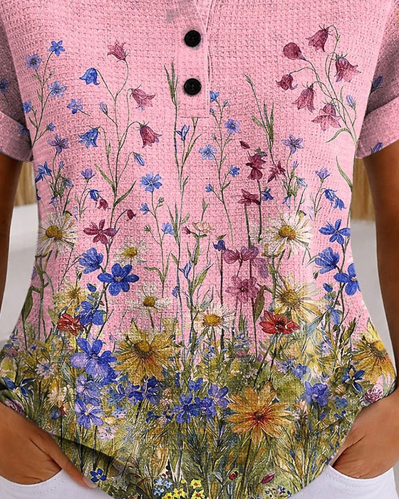 Topp Henley Vildblomma Daisy Våffla