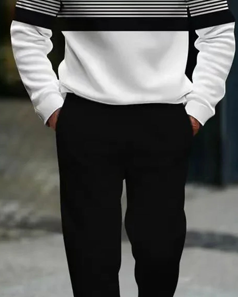Set Herr Grafisk Tryck Pullover & Byxor - Street Casual Bekväm Passform