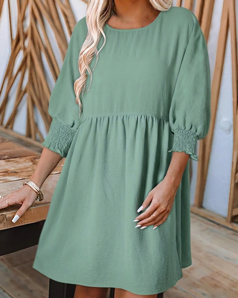 Klänning Dam Enfärgad Midjeknäppning