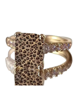 Ring Leopardtryck Fyrkantig Statement