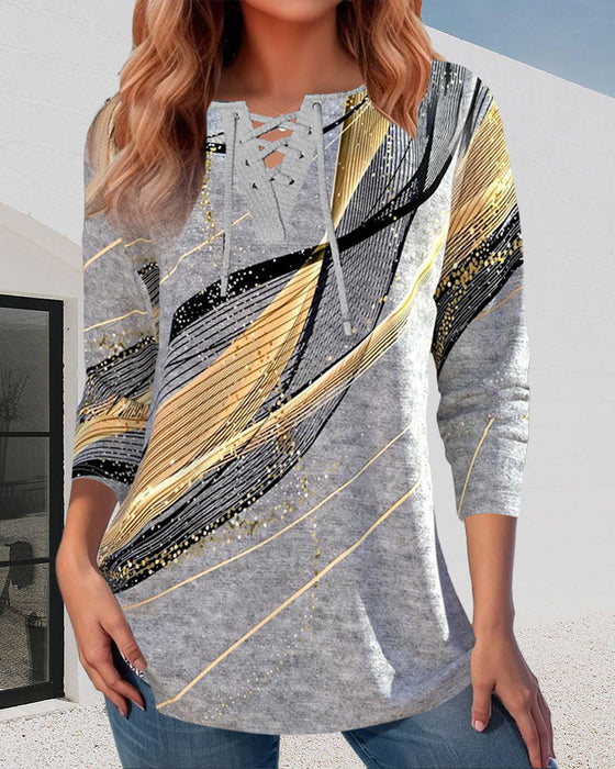 Kreativt randig tryckt topp