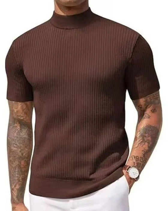 T-Shirt Mock Neck Herr Kort Ärm