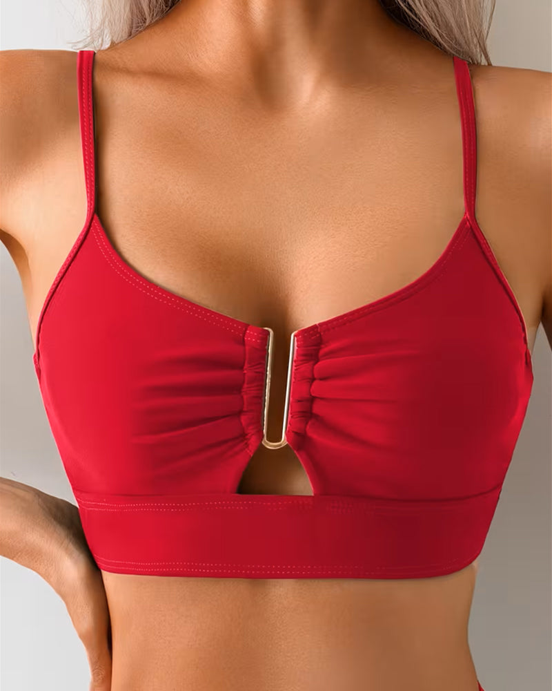 Tvådelad Badkläder Med Remmar Och Hög Midja