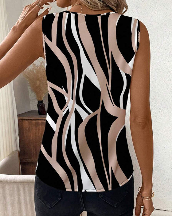 Väst V-ringad Blommig Ärmfri