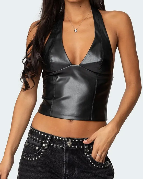 Tank Top Stilig Halter V-Hals