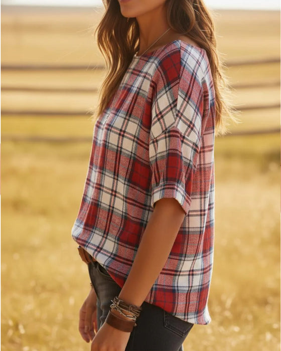 Blusar Rundhals Tartan