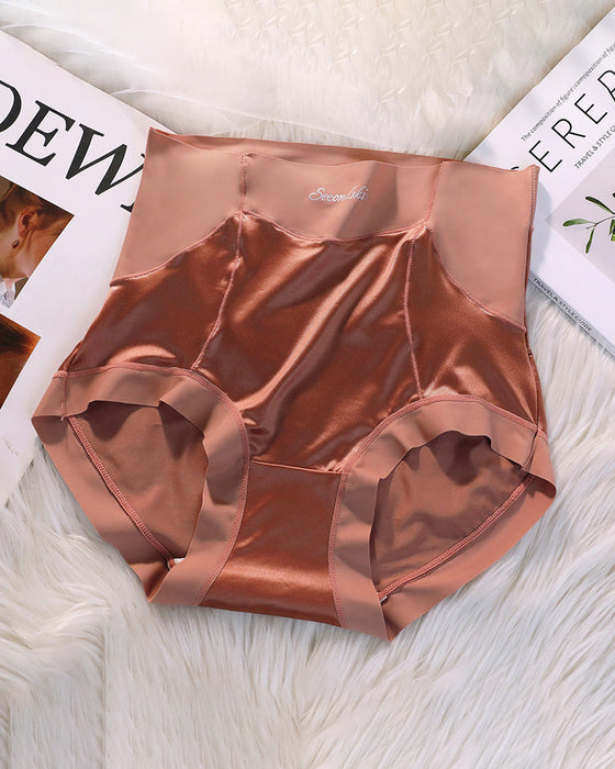 Kvinnors Höga Midja Is-Siden Satin Sömlösa Sexiga Trosor Med Lyft Och Magstöd