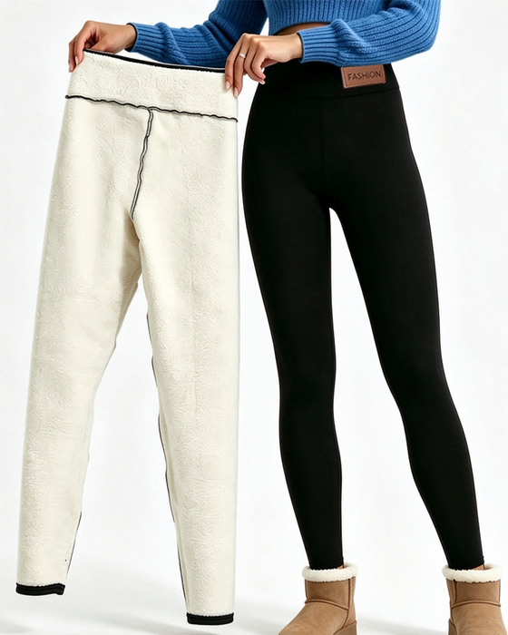 Leggings Fleecefodrade Enfärgad Ficka