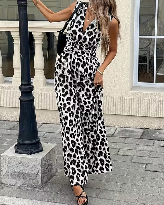 Hoppdräkt Leopard Tryck Ärmlös