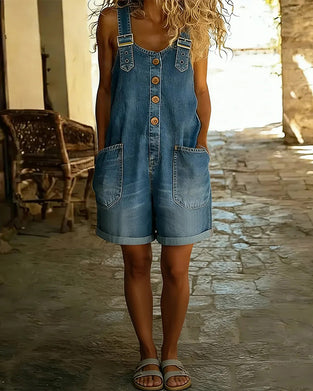 Jumpsuits Med Avslappnade Denimshorts
