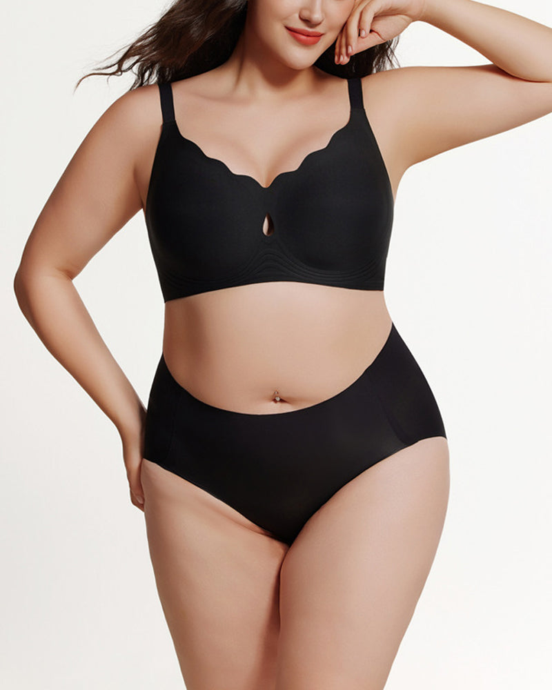 Kvinnors Behå Med Vattendropsformad Ihålig Design Och Scallop-Blommor