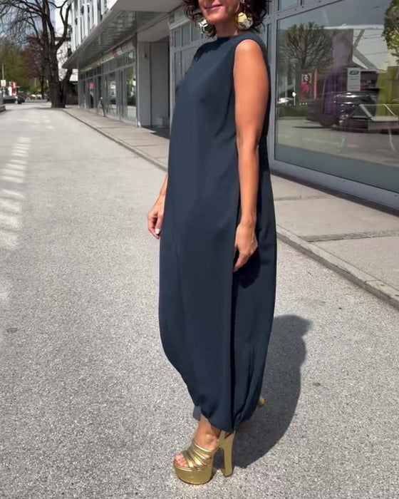 Klänning Mock Neck Ärmlös Lös
