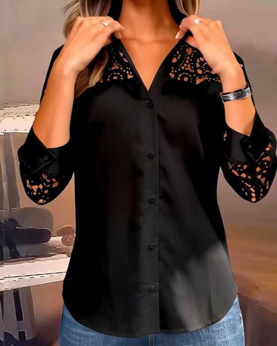 Blus Enfärgad Revir Spets Lappverk