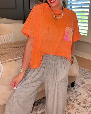 T-Shirt A Enfärgad Kort Ärm