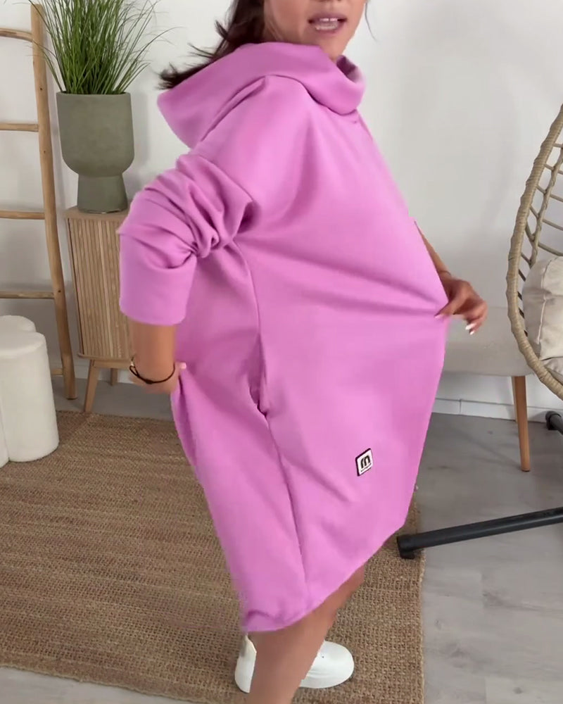 Klänning Hög Krage Lös Sweatshirt