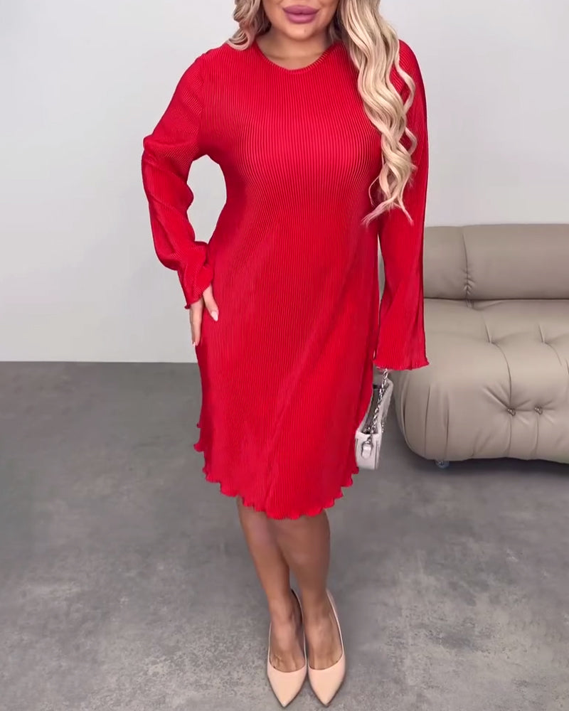 Klänning avslappnad enfärgad knälång