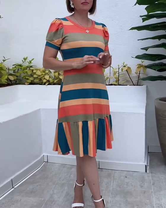 Klänning avslappnad kortärmad randig