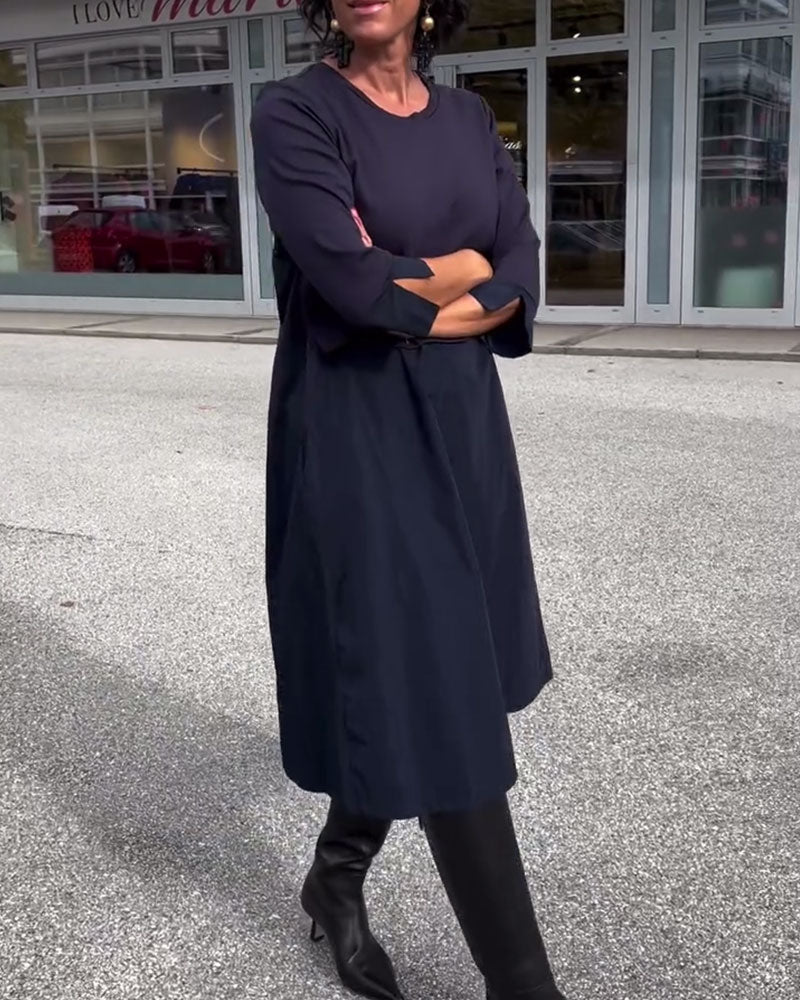 Klänning Rund Halsringning Lapparbete Modern