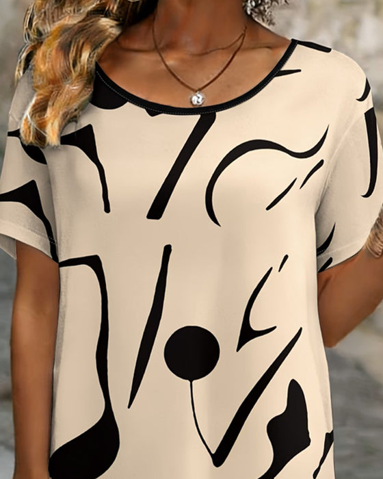 Blus Rundhalsad Oregelbunden Casual