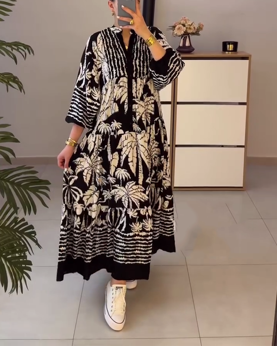 Klänning avslappnad, lös och tryckt