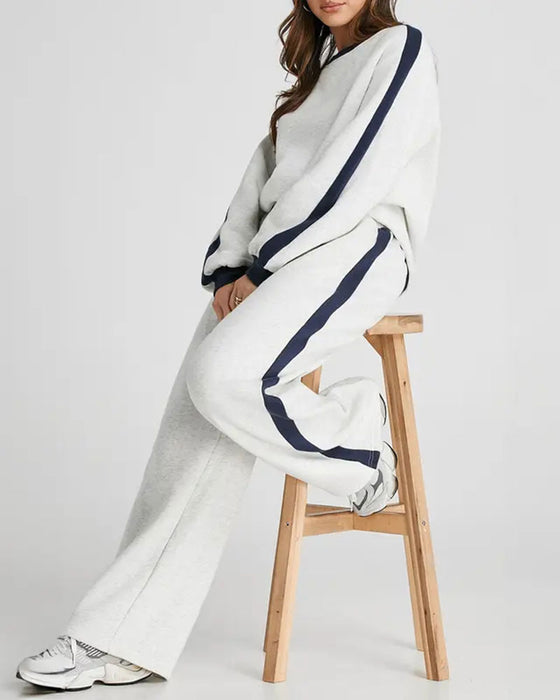 Set Sidofärgblock Rund Halsning Sweatshirt