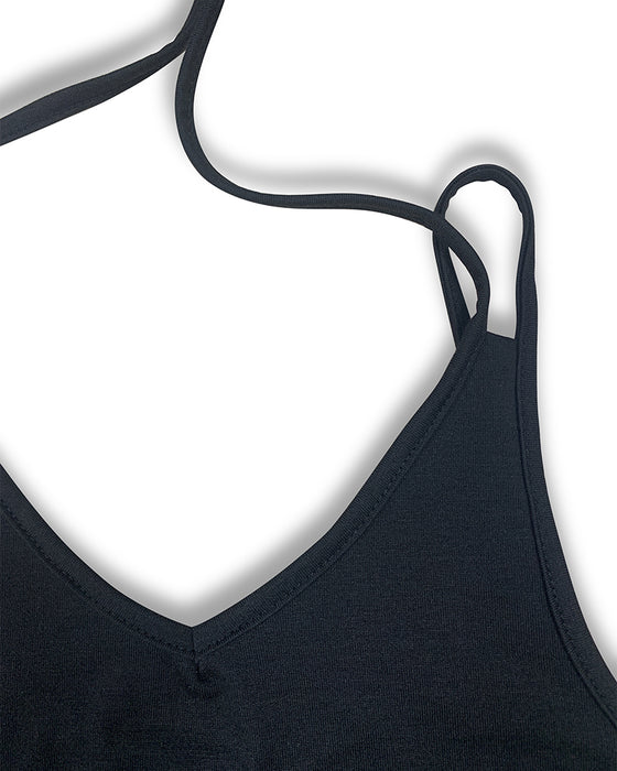 Klänning V-Ringning Hängslen Slits Tryckt